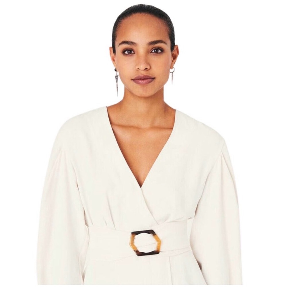 ba&sh Berry Wrap Peplum Top Off-White Size 2 NWT